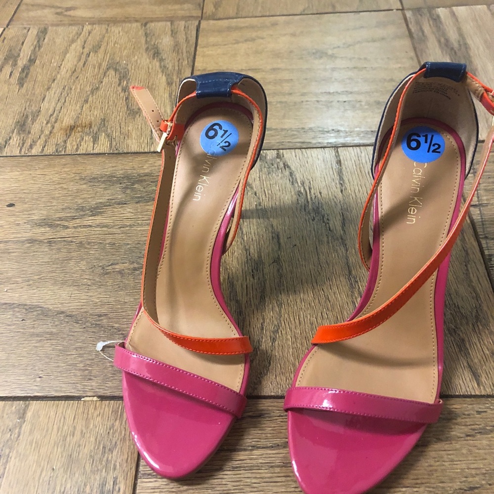 Calvin Klein bright strapping sandals heels 6 1/2
